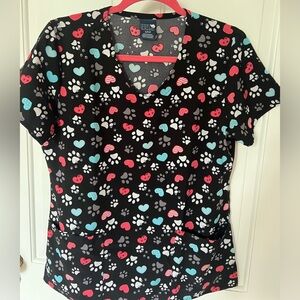 Zoe+Chloe Paw Print Scrub Top